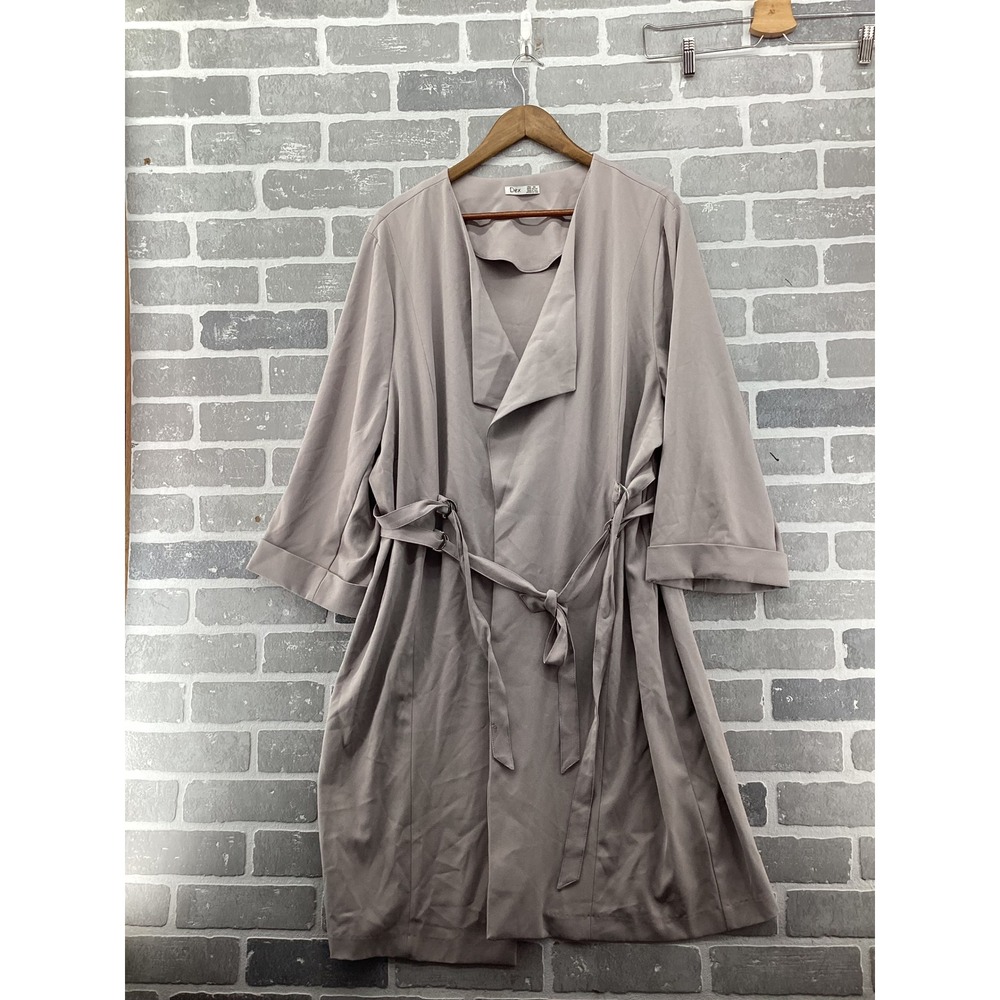 Dex Curve Women 3X Iris Grey Duster Coat Open Front Belted Jacket 1379533 DP New